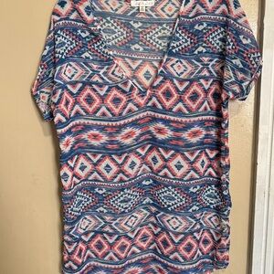 Tribal Print V-Neck Top